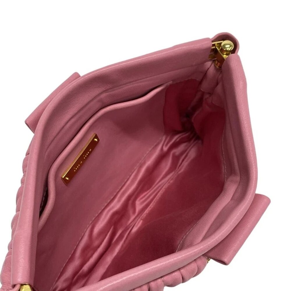 miumiu Matelasse Pink Leather Clutch Bag 422-052625 - Picture 12 of 14